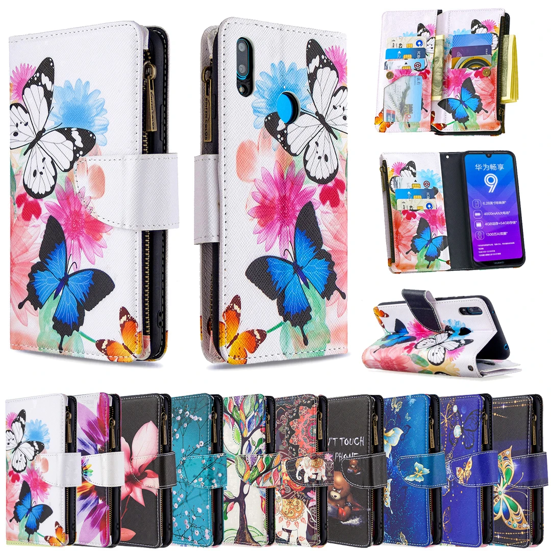 

HYYGEDeal Phone cases Flowers Magnetic Wallet ID Card Holders Leather for Huawei Y7 2019 Honor 9A 9X Lite case