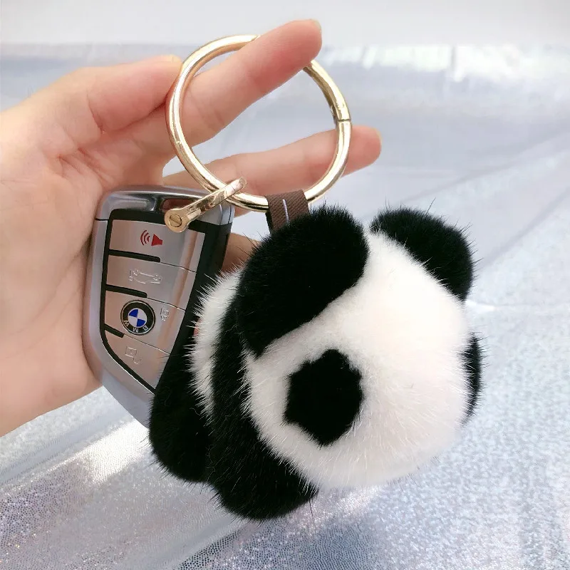 Новинка модный брелок с милой пандой мягкие брелки шариком из натурального меха