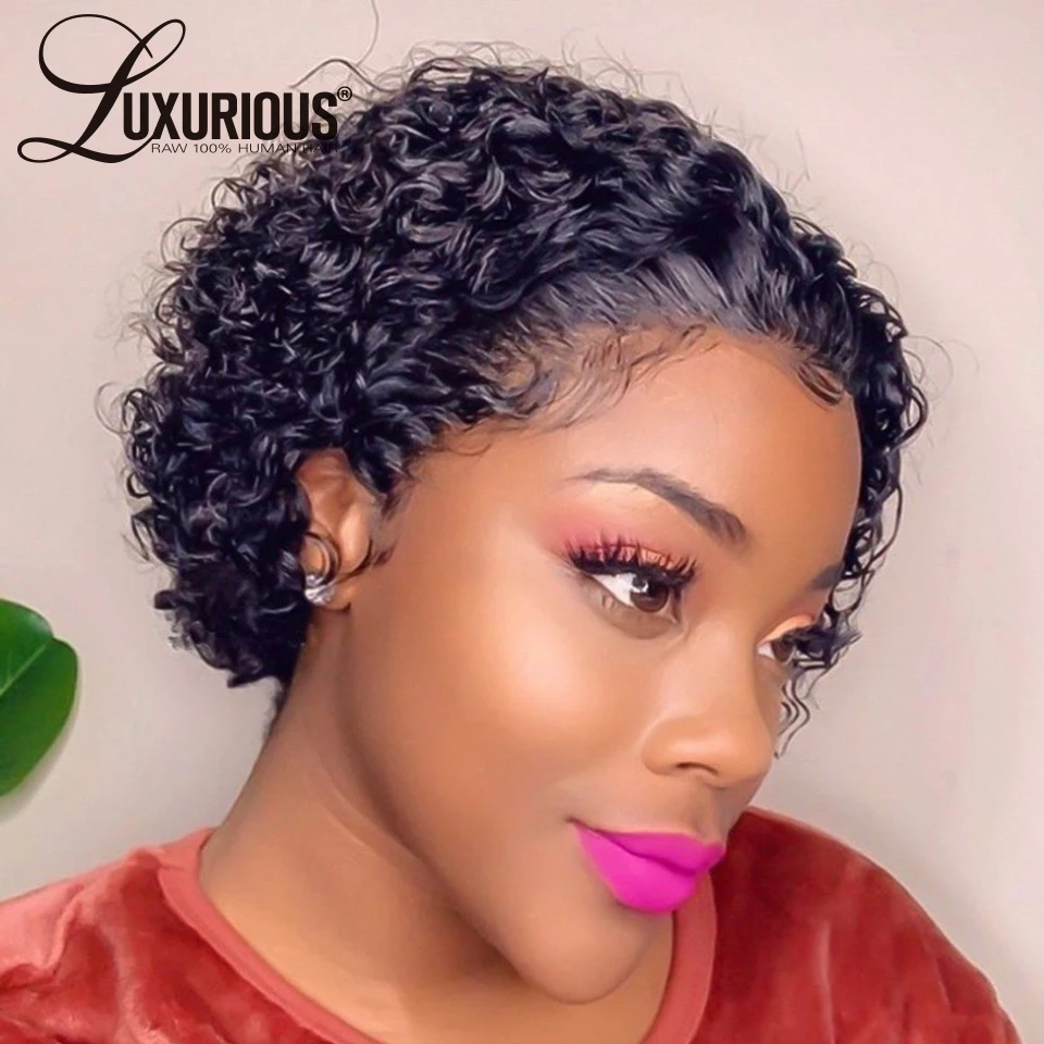 13х4 парики из человеческих волос на фронте шнурка для женщин парик Pixie Cut