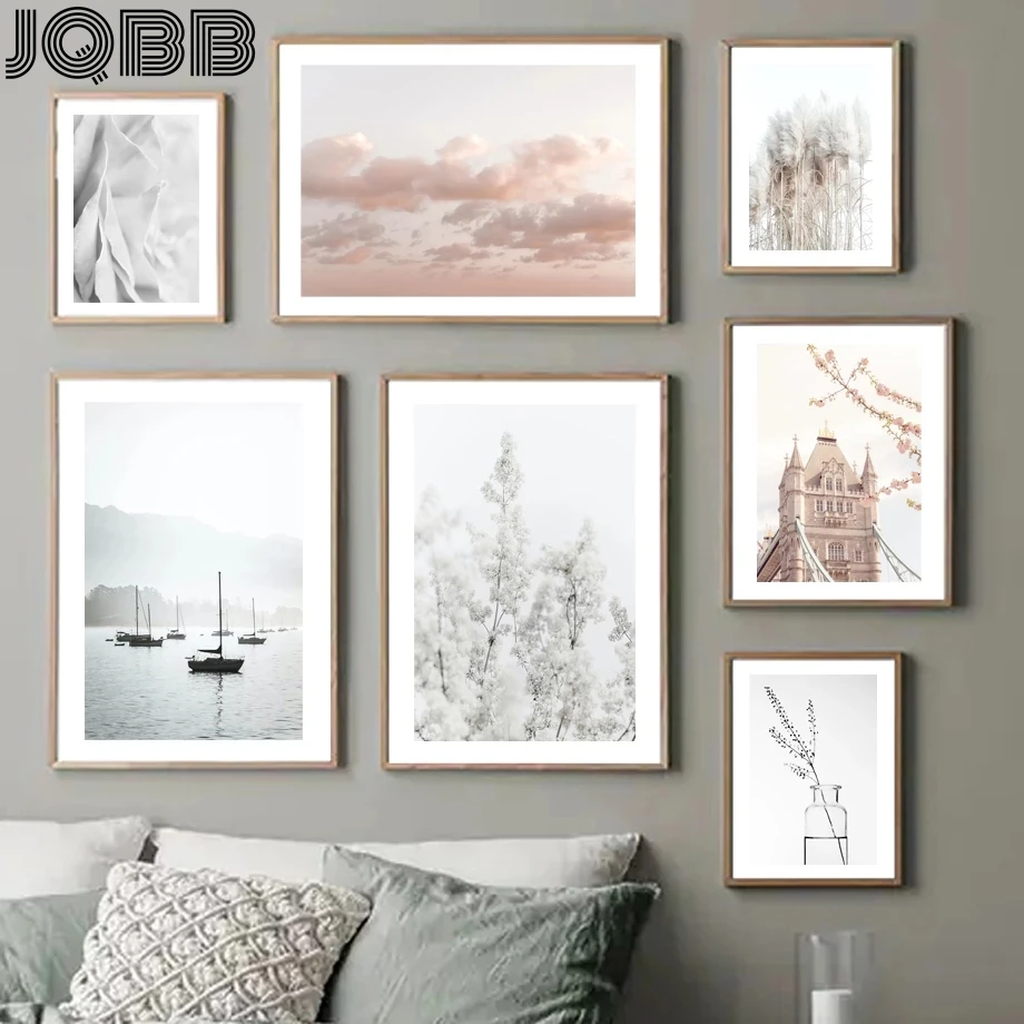 Настенная Картина на холсте лондонская башня мост язычковые цветы перо