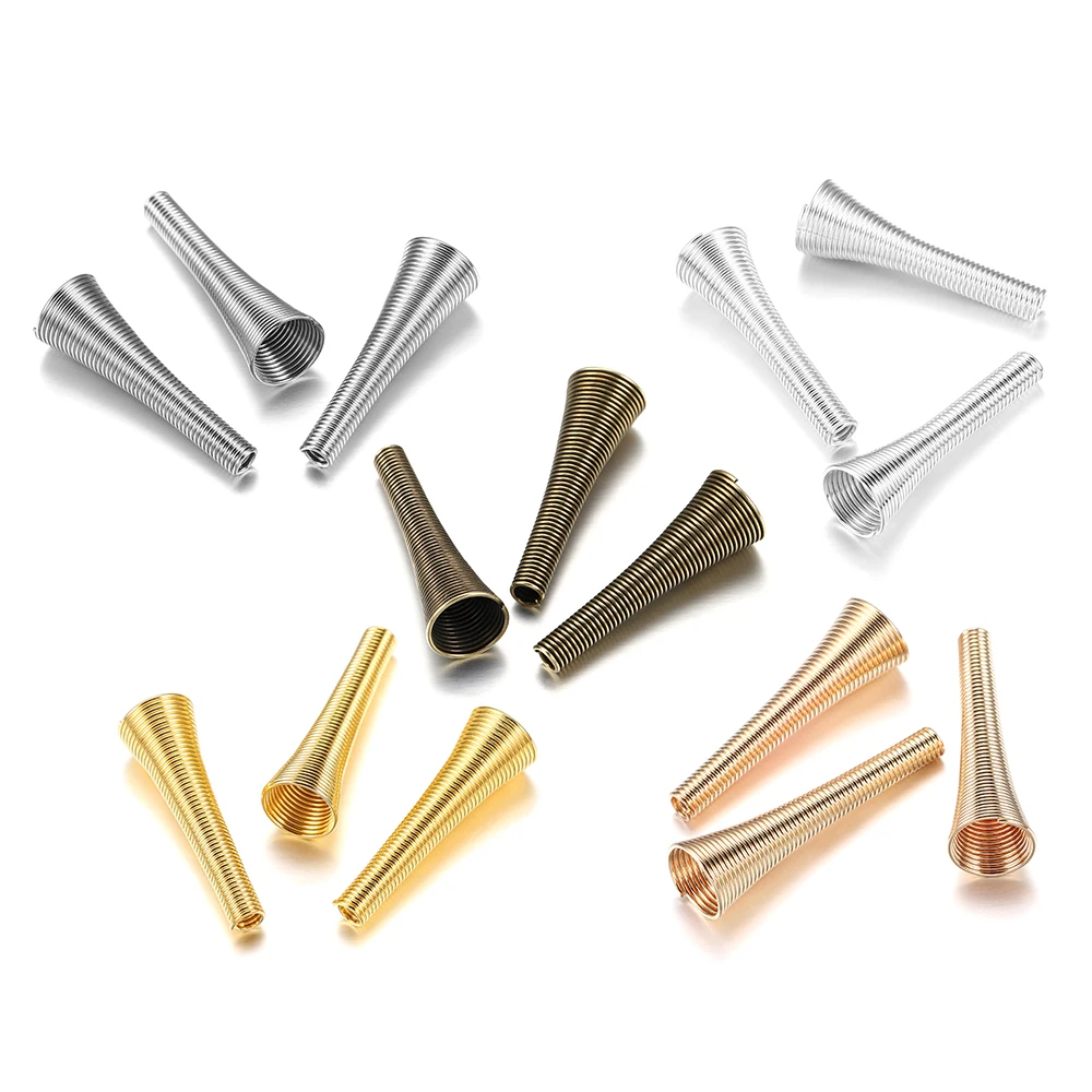 

12pcs/lot 30x10mm Metal Spring Beads Caps End Cap Spacer Beads Cconnector Stoppers For DIY Fitting Jewelry Making Accessories
