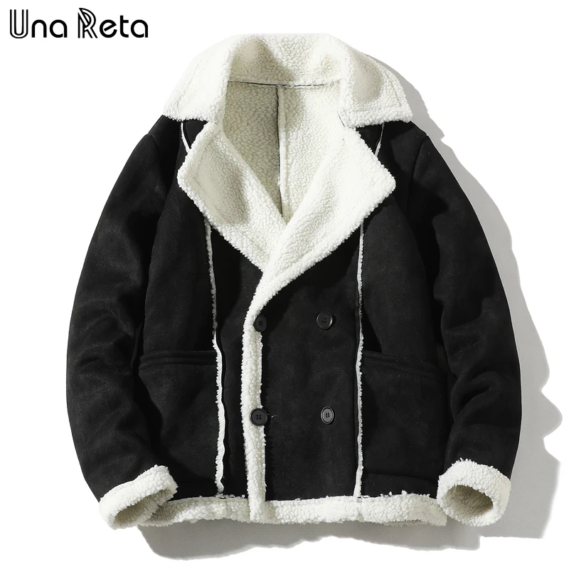 Una Reta/черная зимняя мужская куртка из искусственной кожи однотонная одежда новые