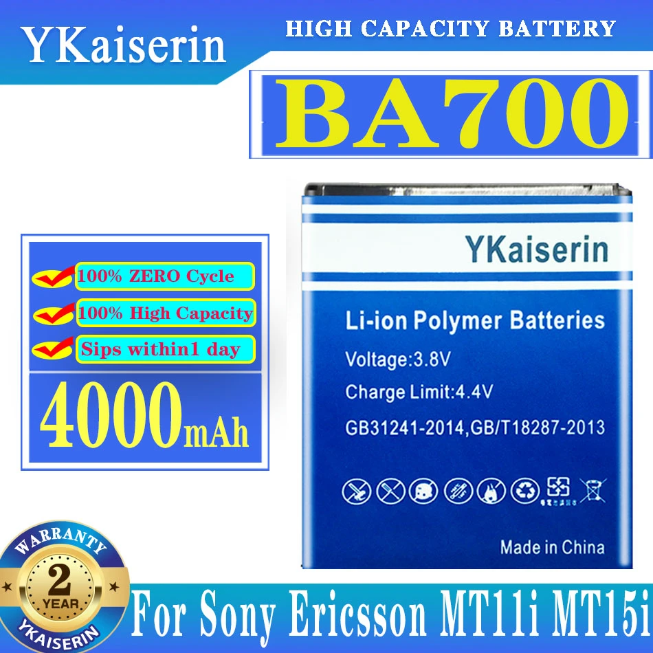 

BA700 4000mAh YKaiserin Battery For Sony Ericsson MT11i MT15i MK16i ST18i st18a SO-03C Xperia Neo / Pro / neo V / ray