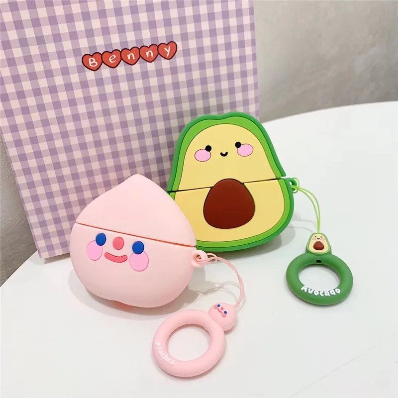

For Airpods Pro Case 3D Avocado Peach Cartoon Soft Silicone Wireless Earphone Cases For Apple Airpod Case Cute Cover Funda