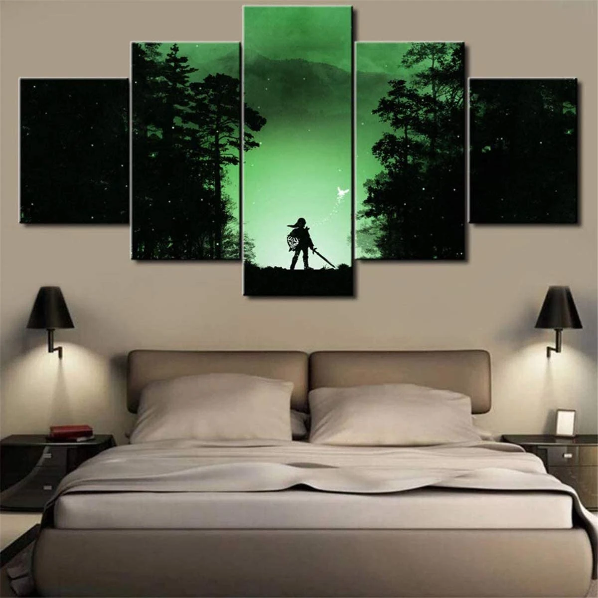 

5 Piece Canvas Wall Art Game Character Figure Pictures Knight And The Green Forest Posters Modern Living Room Decoration Painted