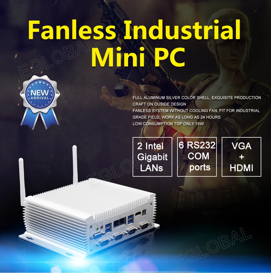 Eglobal модель G1-4200U безвентиляторный мини-ПК Intel Core i5 4200U с двойной Lan шесть COM Barebone мини настольный компьютер 4 к HTPC Вай-Фай HDMI 300 м