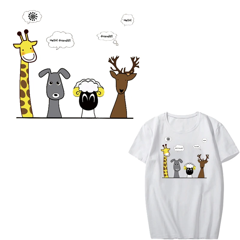 

Iron on Giraffe Sheep Deer Patches for Kdis Clothing DIY T-shirt Applique Heat Transfer Vinyl Thermo Stickers Stripes on Clothes