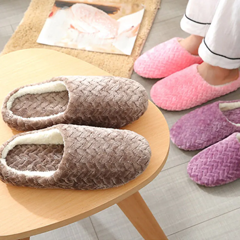 

New Autumn Winter Women Men Slippers Bottom Soft Home Shoe Cotton Thick Slippers Indoor Slip-On Slides Comfortable Shoe Slippers