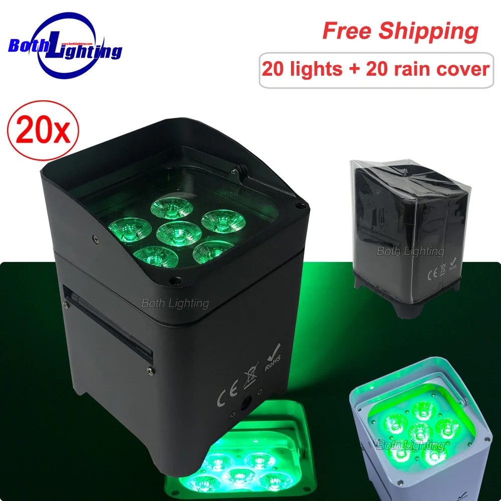 

Wireless LED Flat Battery PAR Light 6x18w rgbwa uv 6in1 hex DJ Rechargeable Uplighting for wedding dj par light with rain cover