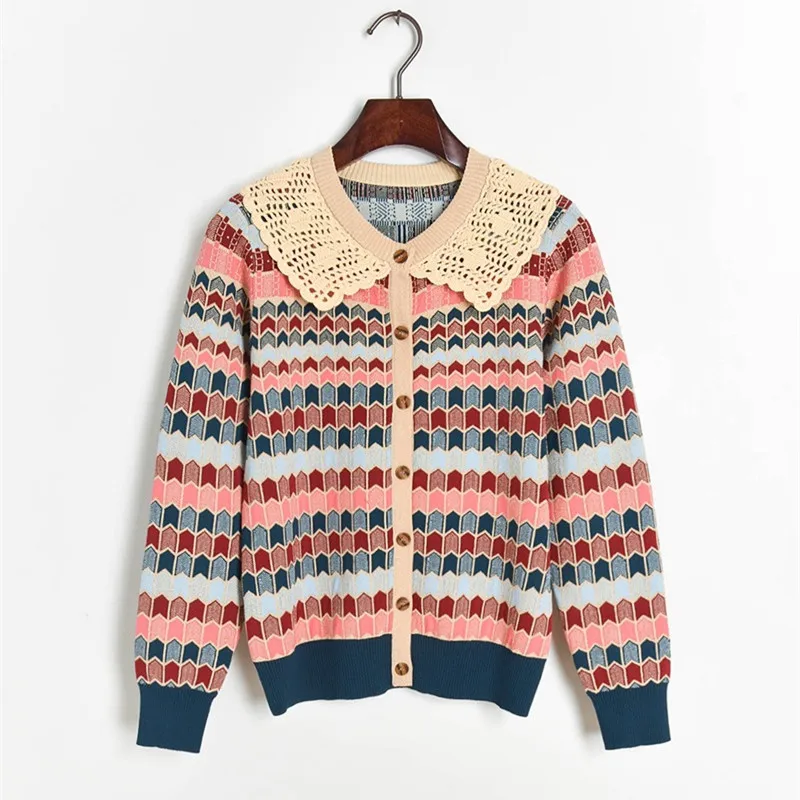 

Женский трикотажный кардиган, с отложным воротником и длинным рукавом