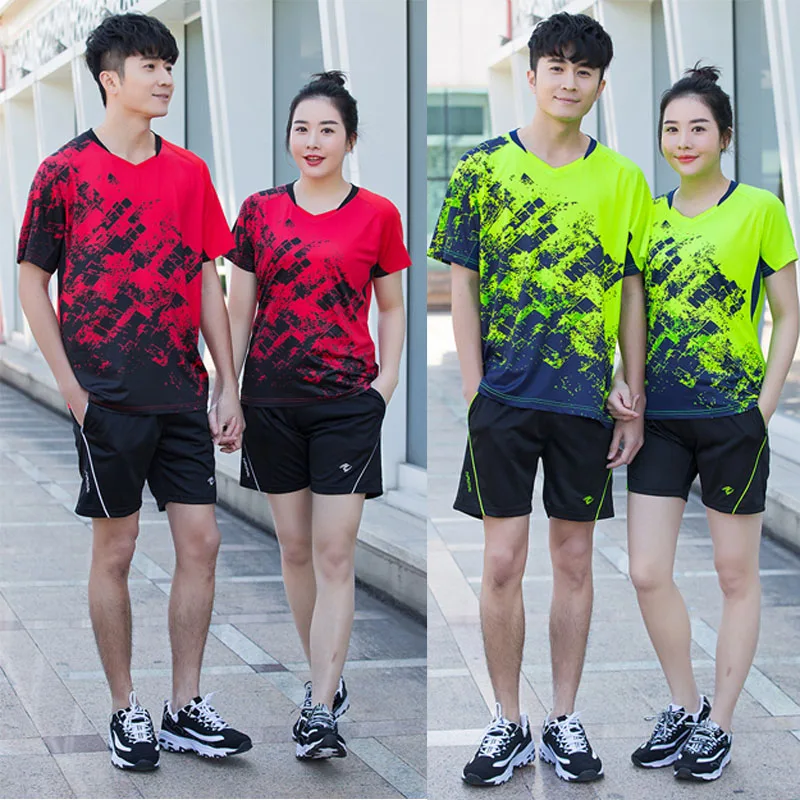 

New tennis shorts girls , Men Badminton sport shirts , camiseta badminton , Women tenis T-shirt, ping pong clothing sportswear
