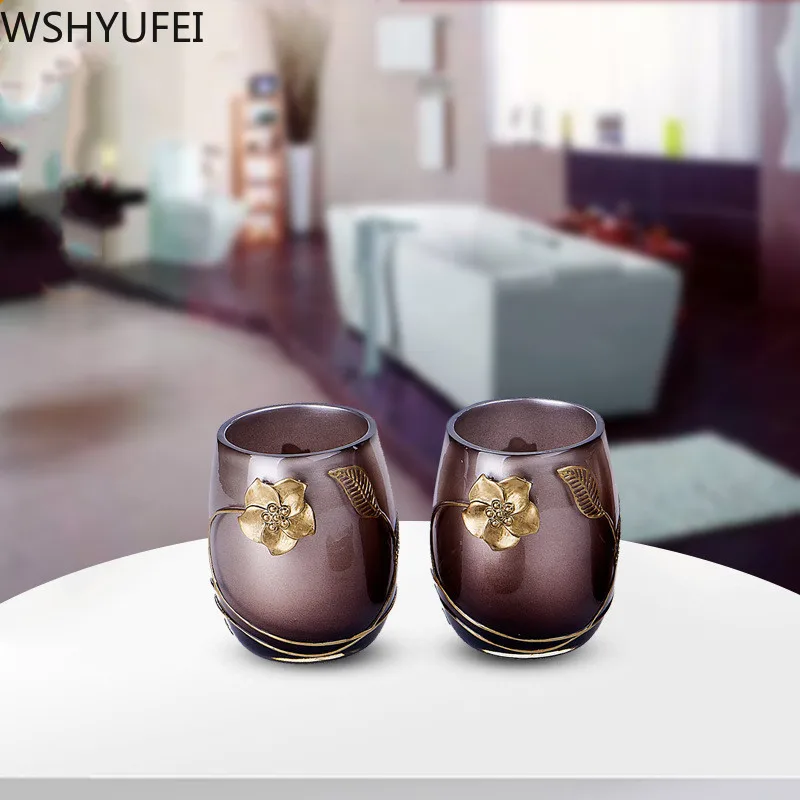 Новый стильный набор для ванной из полимера пары чашка полоскания рта