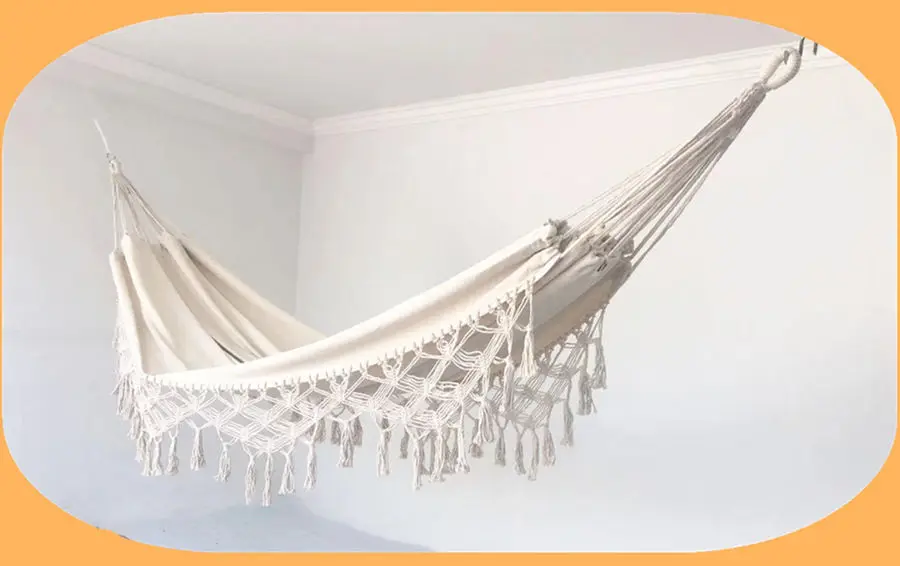 

200*150cm Garden Hammock Canvas Tassel Sleeping Outdoor Backyard Hanging Swing Beds for Home Garden Laying Accessories
