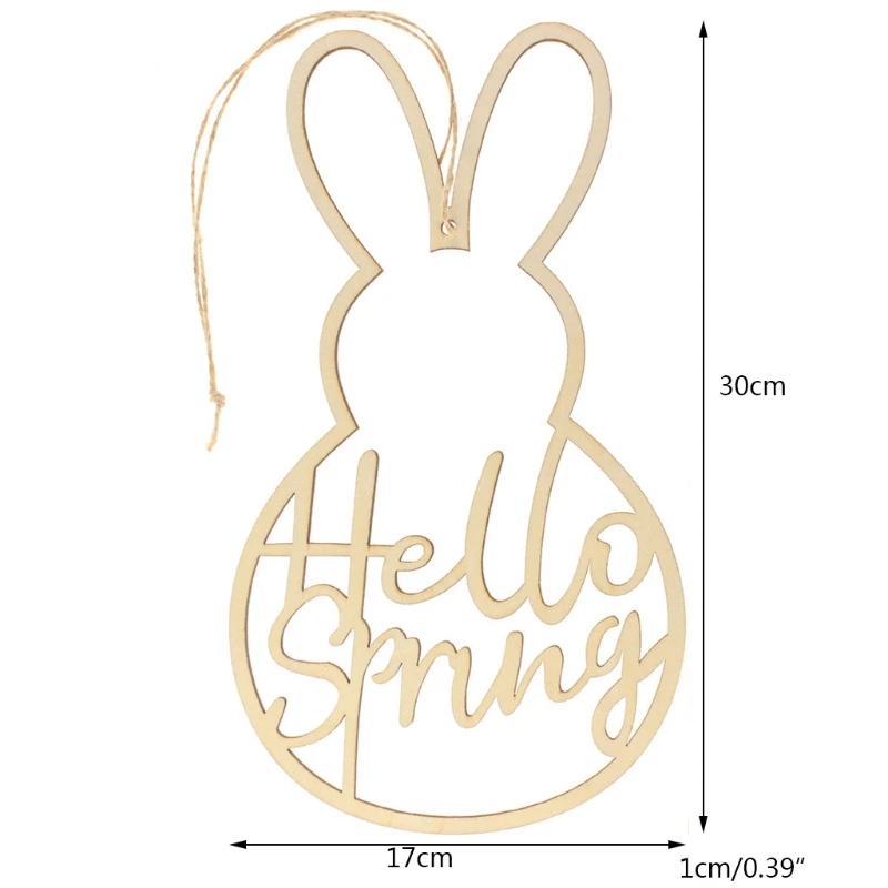 

5x Wooden Hello Spring Wreath Sign Easter Bunny Garland Wedding Party Decoration Dropshipping
