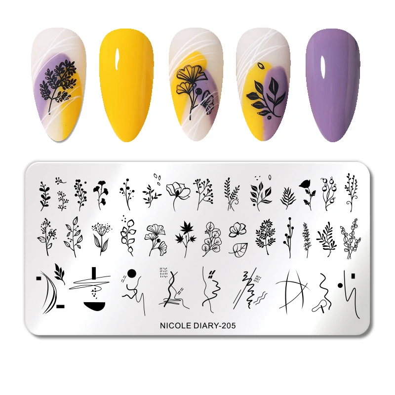 

NICOLE DIARY Flower Leaf Nail Stamping Plates Stainless Steel Mold Plant Geometry Nail Art Stamp Stencils Printing Templates