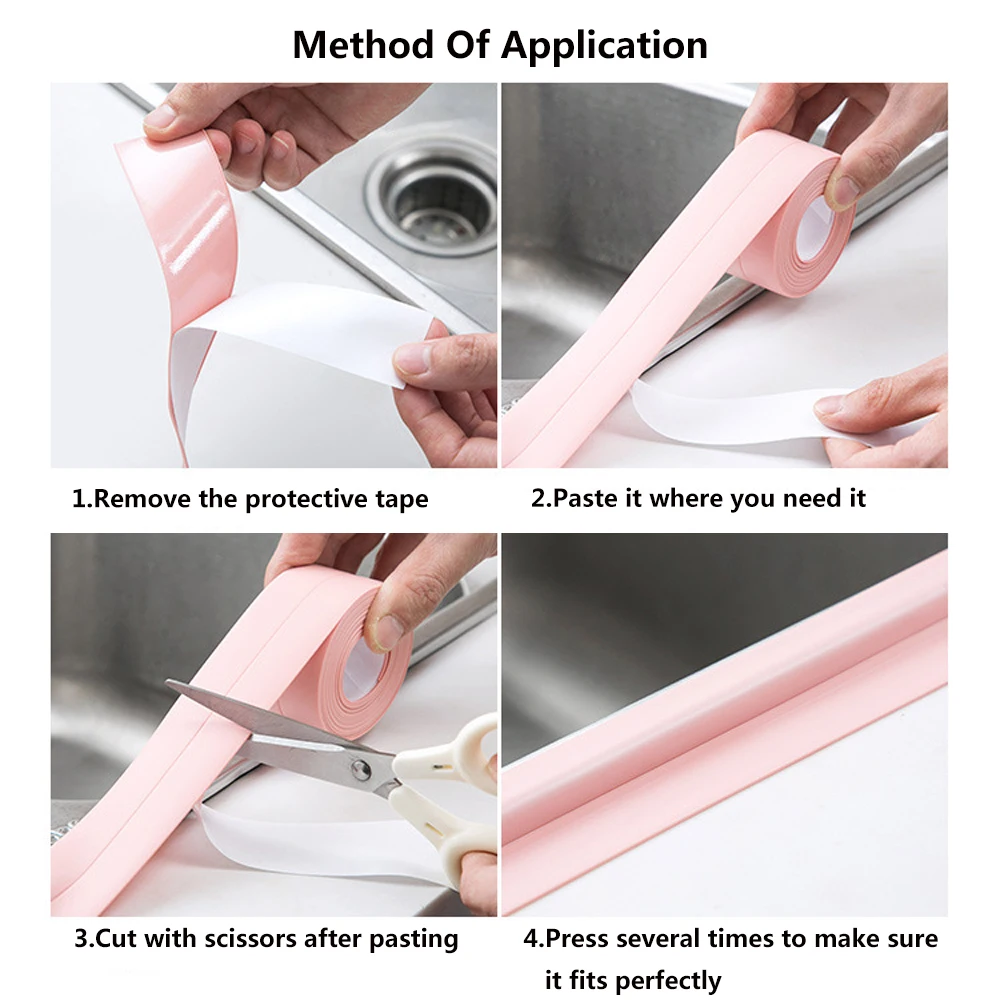 

3.2m Bathroom Kitchen Shower water proof mould proof tape Sink Bath Sealing Strip Tape Self adhesive Waterproof Plaster