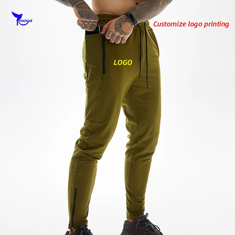 Штаны мужские Стрейчевые хлопковые для бега с логотипом на заказ однотонные