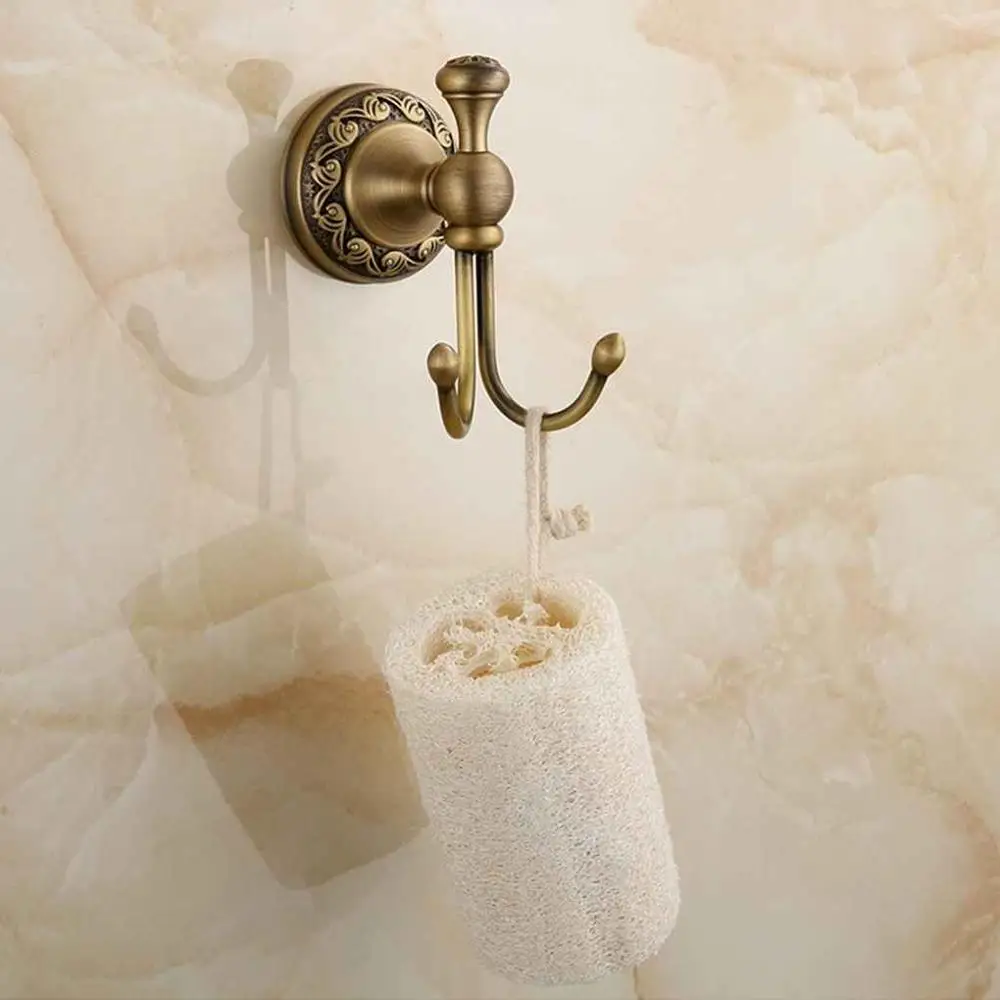 Wall Mounted Towel Hook Solid Copper Cloth Double Coat Bathrobe Hanger Hanging Rack | Обустройство дома