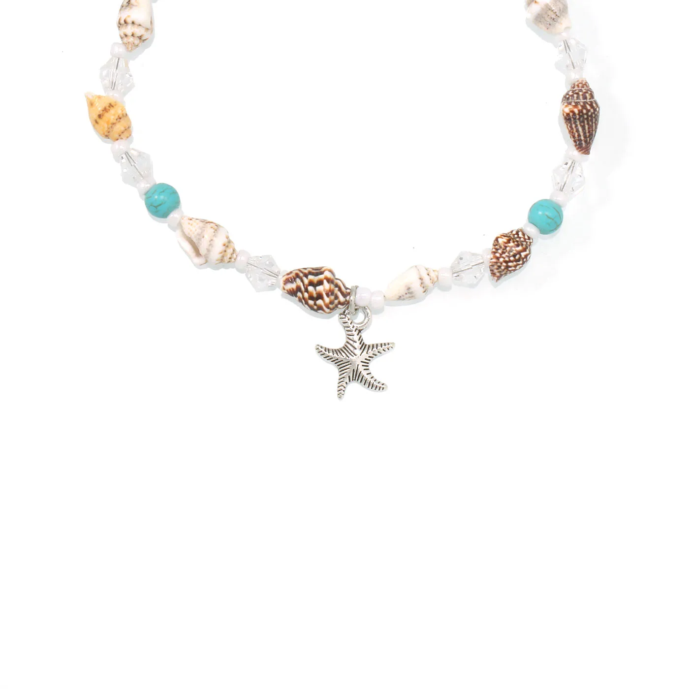 Цепочка на ногу из цинкового сплава с подвеской в виде морской улитки и звезды