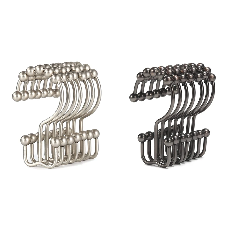 

Shower Curtain Hooks Curtain Rings Stainless Steel Shower Curtain Hooks Rust Proof Free Sliding Double Shower Hooks