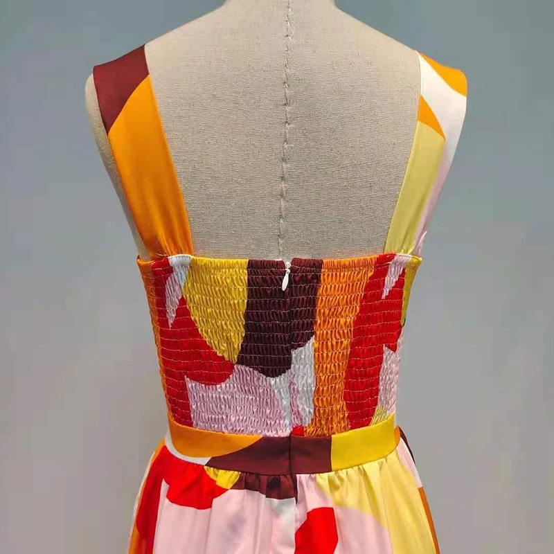 Женское платье без рукавов VGH лоскутное с бантом квадратным вырезом и высокой