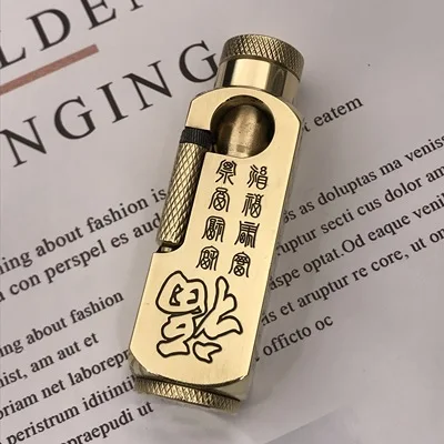 DIY Творческий латунь 5 лицо резные масла жидкости Зажигалка коллекция Винтаж керосин зажигалки для мужчин подарок - Цвет: 9