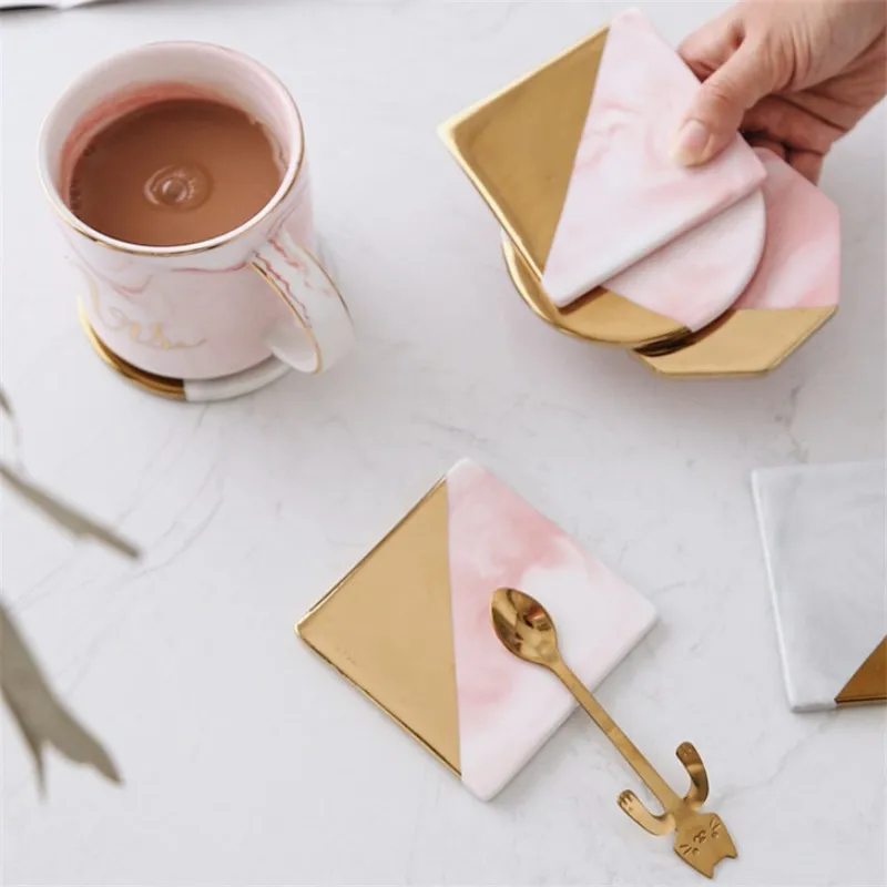 4 шт./компл. скандинавские Мраморные Подставки керамические подставки для чайных