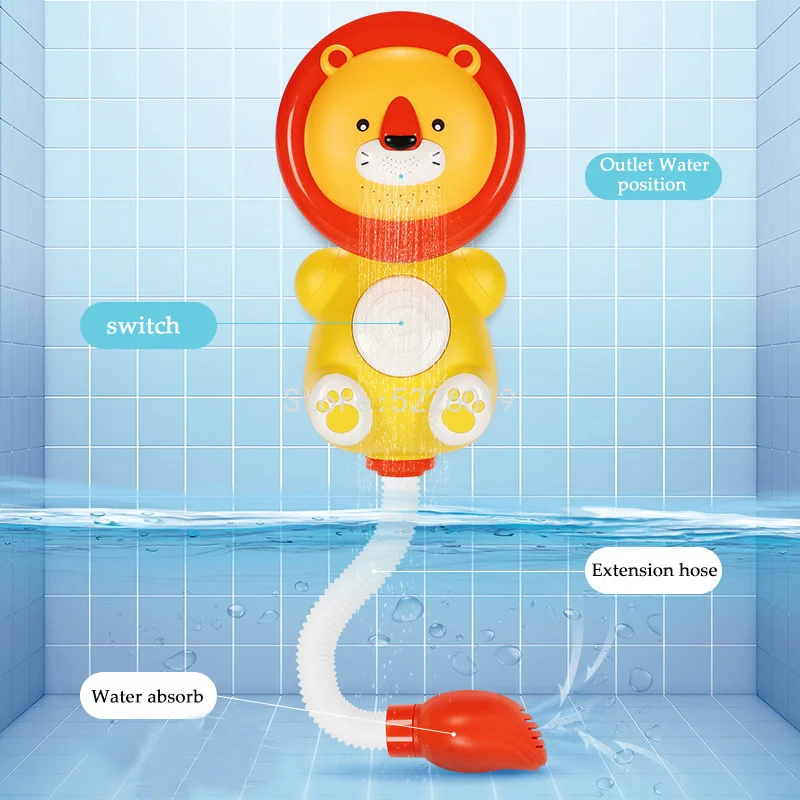 Игрушки для ванны игрушки душа льва Электрический вращающийся спрей воды