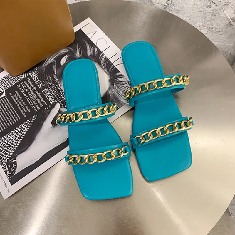 

Summer Sandals New 2021 Flat Bottom Fashion Women Slides Slip on Sandals Easy slippers Woman Outside Beach Flat Designer Shoes