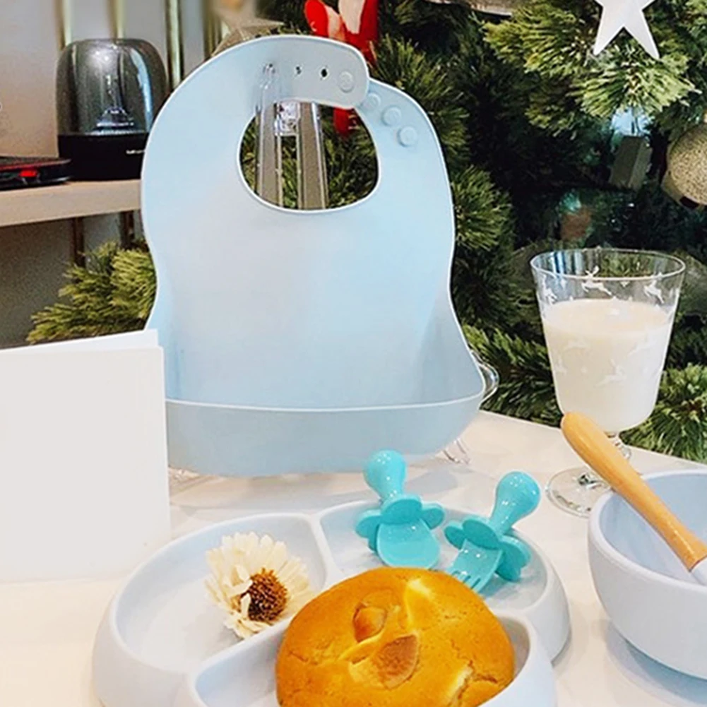 Food Grade Silicone Baby Bib Saliva Pocket Waterproof Bib Newborn Feeding Adjustable Burp Scarf Baby Birthday and Christmas Gift