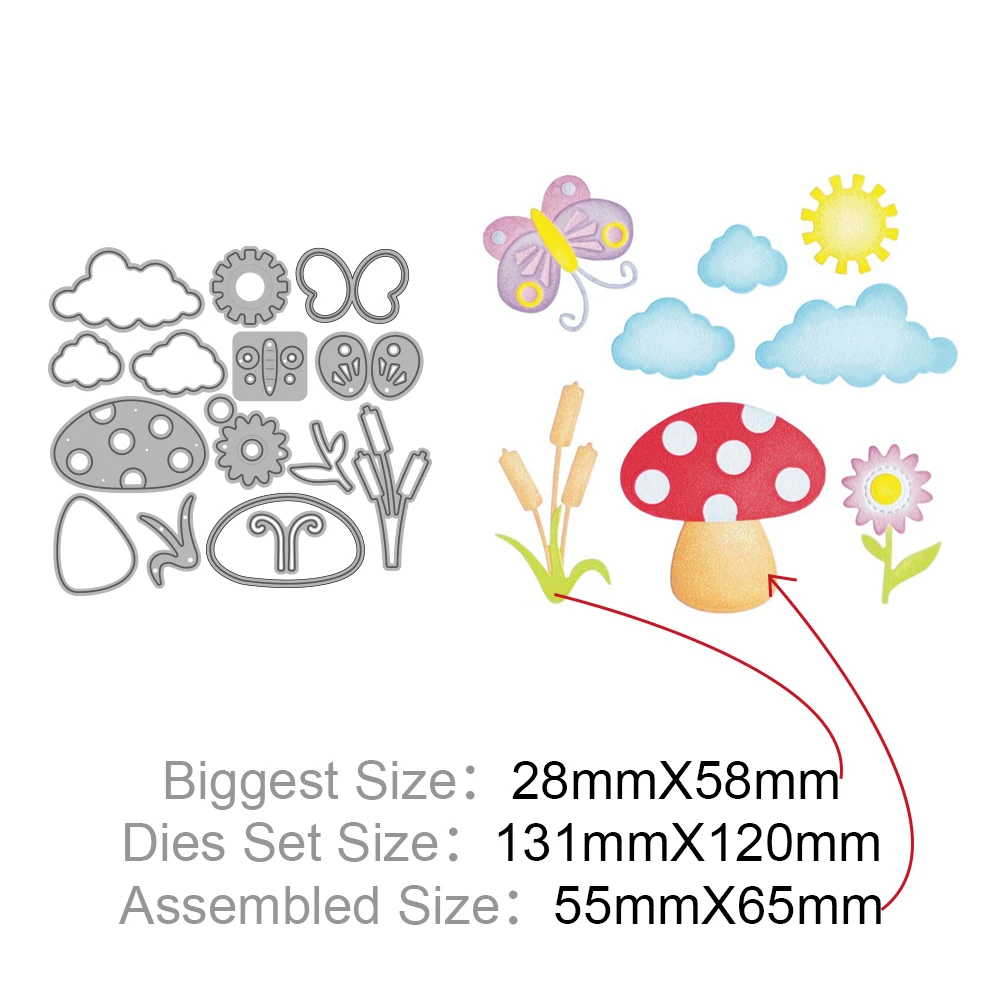 Грибы Облака Цветы Ремесло Металлические ножницы для резки для собственной работы Скрапбукинг Карты из дизайнерской бумаги Рельефная декоративная вырубка.