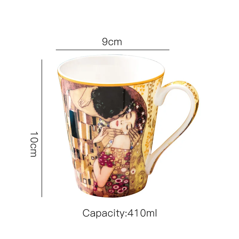 Klimt kiss design 2 шт. керамическая кофейная кружка и тонкие кости китайские кофейные
