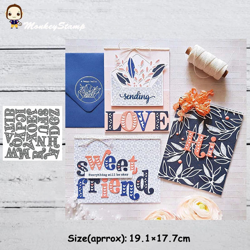 Обезьяна 26 букв металлические режущие штампы трафареты для DIY Скрапбукинг