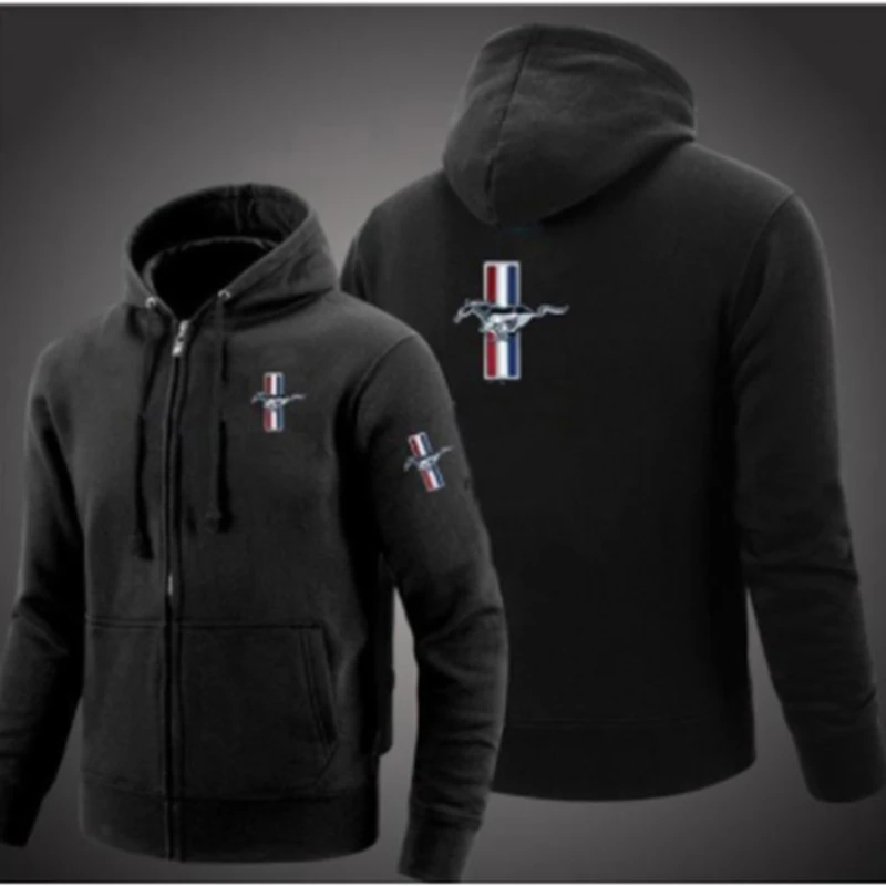 

2021NEW MUSTANG logo zipper Sweatshirt Men Zipper Hoodies Autumn Hoodie Winter Long Fashion Casual Clothes