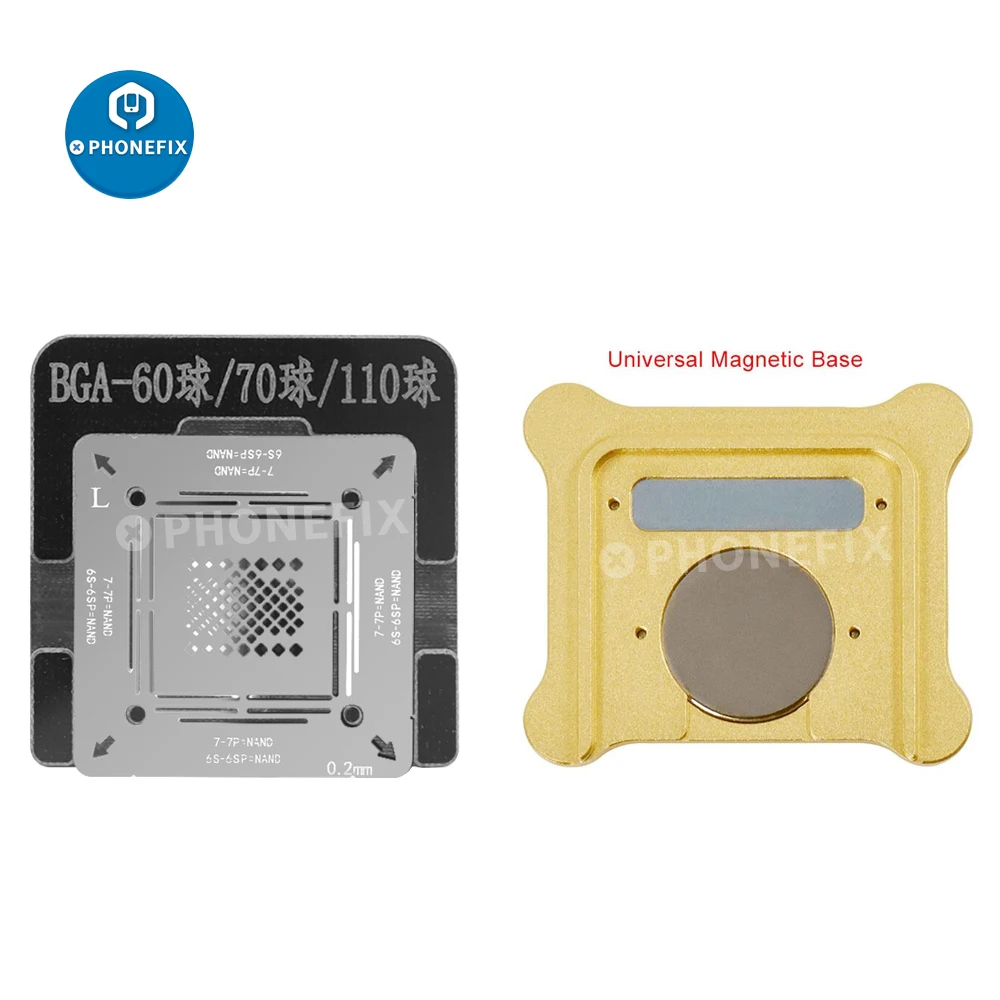 3 IN 1 WL NAND Hard Disk BGA Reballing Stencil Baseband Tinned Steel Mesh Magnetic Platform for IPhone 5-12PROMAX CPU Soldering