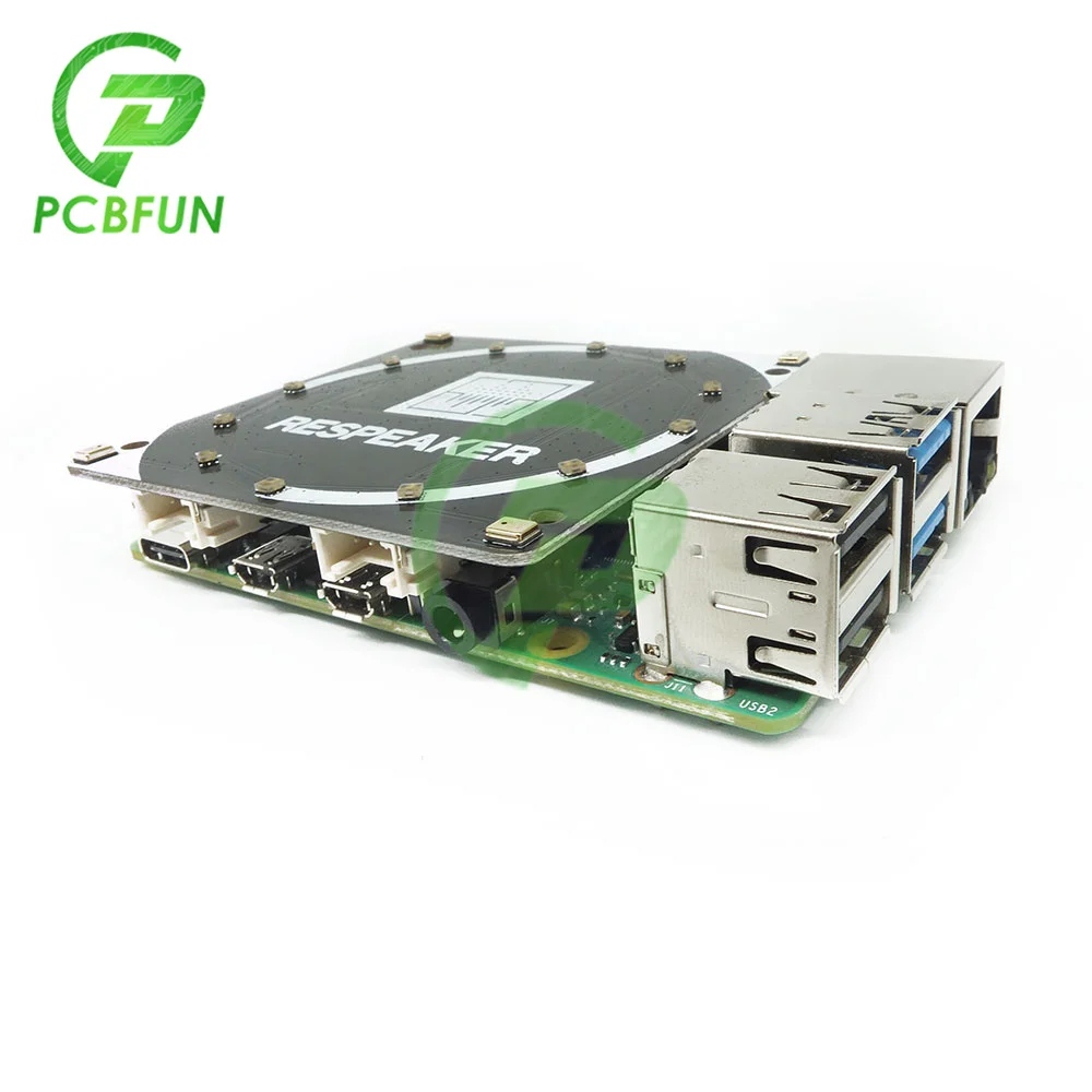For ReSpeaker 4-Mic Array for Raspberry Pi 4B/3B+| 4 Microphones AI Voice Applications Quad-microphone Expansion Board | Электронные