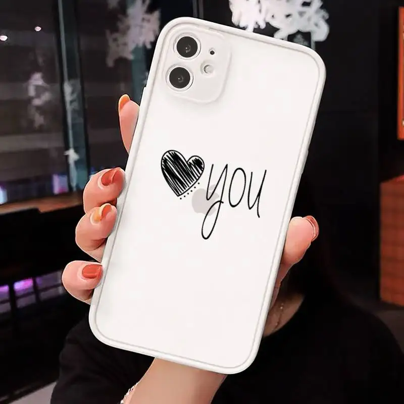 

Love Heart Letter line patternd Phone Cases matte transparent For iphone 7 8 11 12 plus mini x xs xr pro max cover