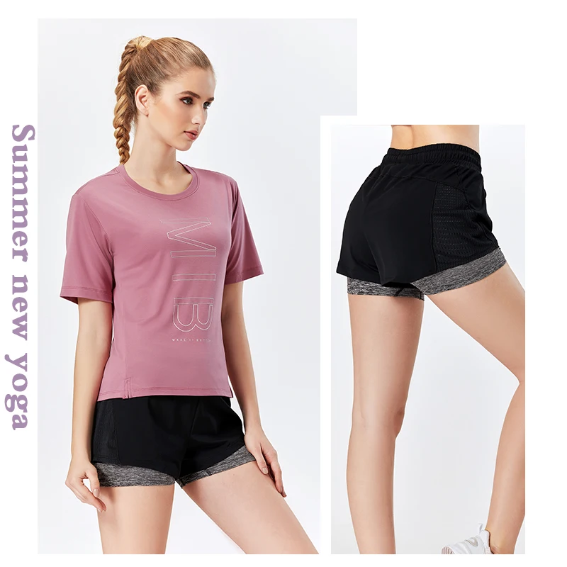 Быстросохнущая Спортивная одежда для женщин комплект из 2 предметов йоги фитнеса