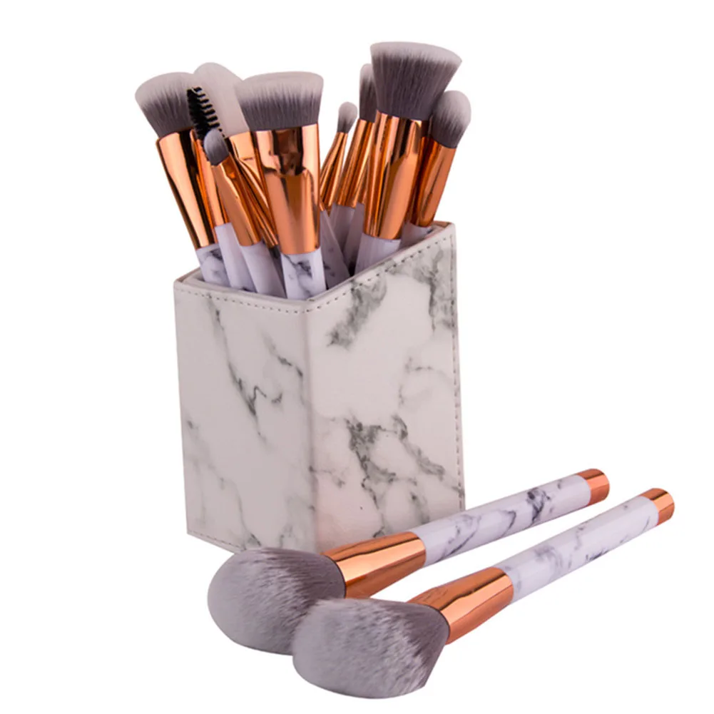 Portable Makeup Brush Holder Marble Grain Square Case Cosmetic Desktop Storage Bucket Travel Home Organizer | Красота и здоровье