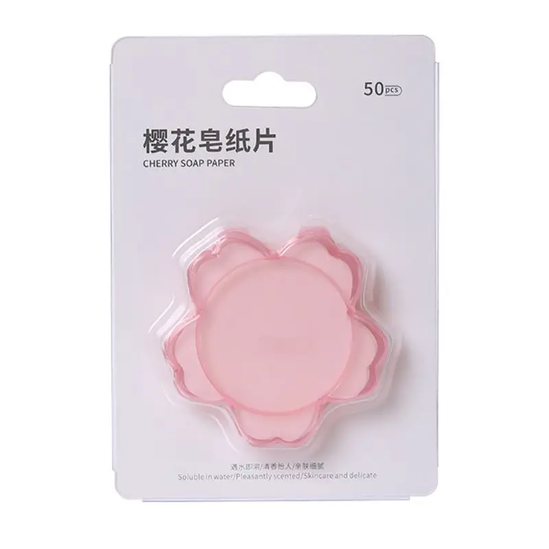 

Disposable Cherry Blossom Flower Shaped Mini Foaming Paper Soap Scented Portable Hand Washing Flakes Bath Slice Sheets
