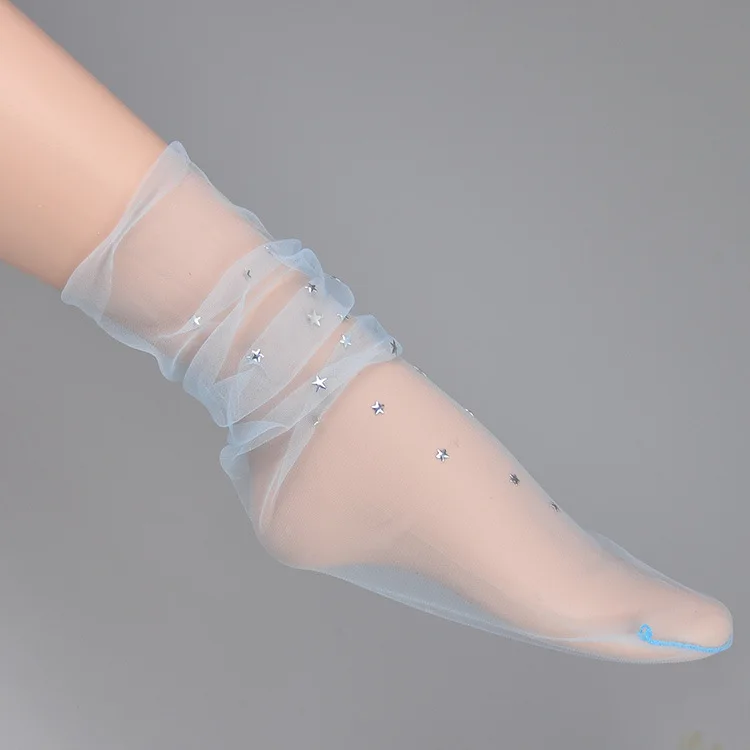 Блестящие прозрачные сетчатые носки KASURE до щиколотки для девушек на весну и лето