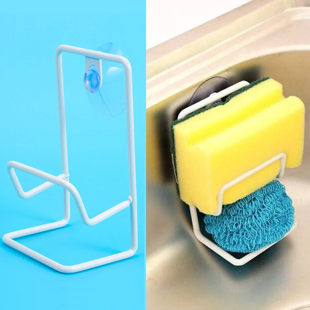 Пластиковая стойка на присоске для хранения губки и мыла в ванной
