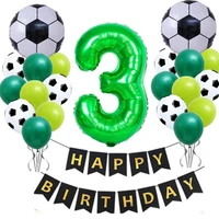 22pcs soccer sports balloons set for football birthday party decorations kids boy supplies green number foil balloon