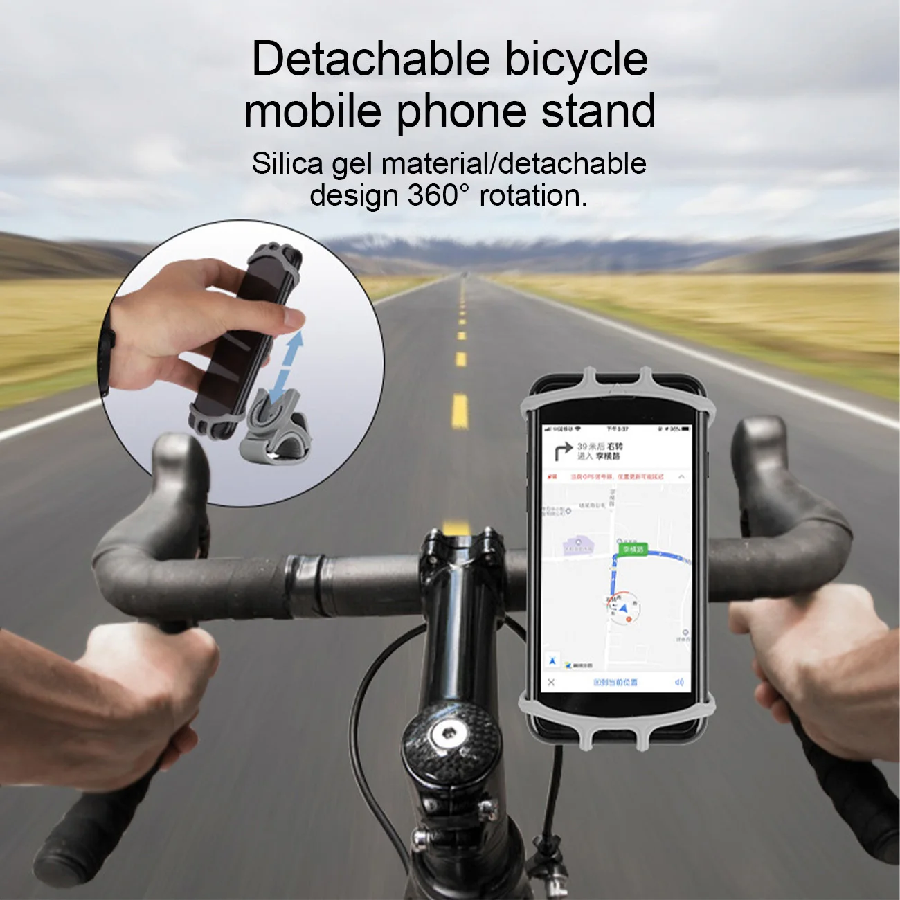 

Silicone Bicycle Phone Holder Motorcycle Mobile Phone Stand Bike GPS Clip Quick Mount For IPhone Samsung HuaWei Xiaomi Realme