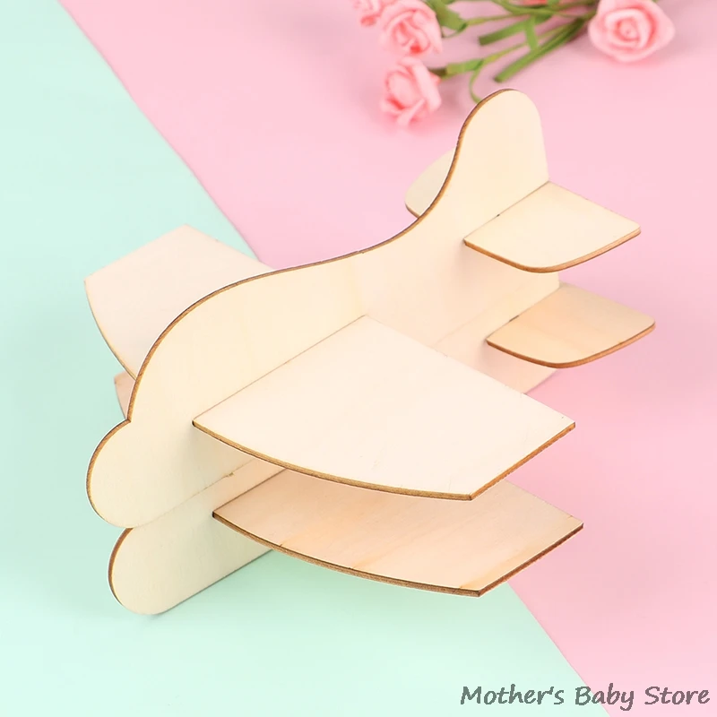 

2PCS Blank Wooden Insert Puzzle Plane DIY Toy Aircraft Model Fun Game Painting Graffiti Material Art Crafts Toy for Children