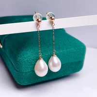 shilovem 18k yellow natural freshwater pearls drop earrings fine jewelry women trendy wedding christmas gift new myme8 92500zz