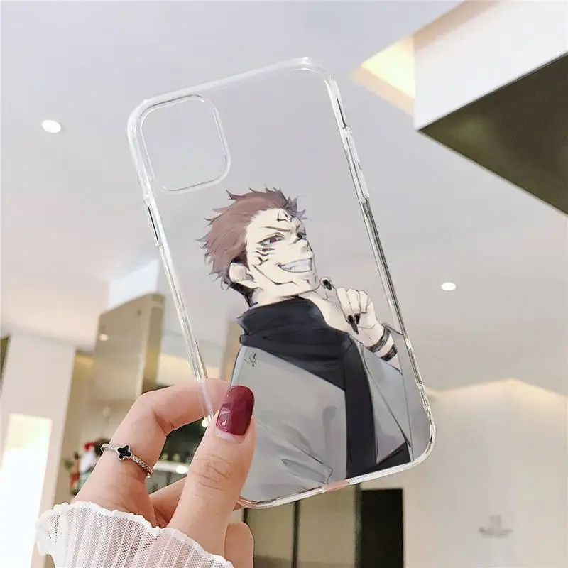 

Jujutsu Kaisen Ryomen Sukuna anime Phone Case Transparent for iPhone 6 7 8 11 12 s mini pro X XS XR MAX Plus SE cover funda