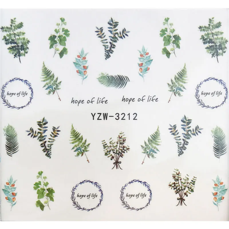 1 шт. зеленые листья ногтей Стикеры Осень Желтый золотистые наклейки s для в виде