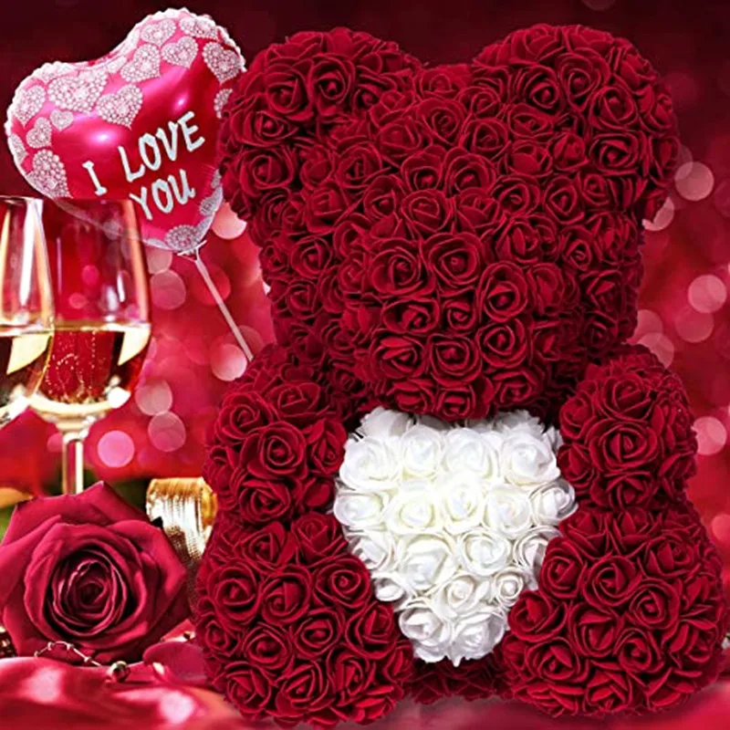 

25cmHandmade rose rose bear Valentine's Gift Teddy Bear Eternal flower Rose Bear wedding decoration