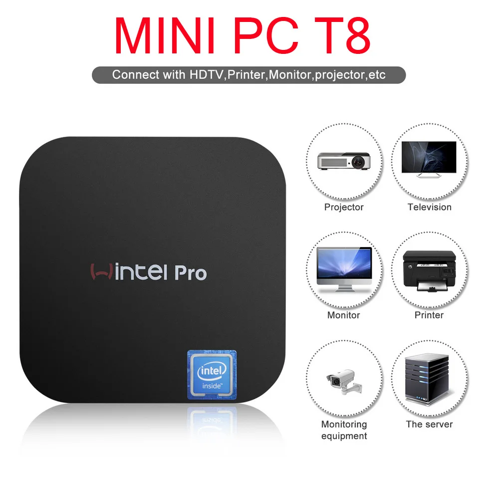 Мини ПК windows 10 Intel x5 Z8350 Win10 домашний лицензированный Wintel W8 pro Core 2GB 32GB eMMC 4K/WiFi/BT4.0 мини